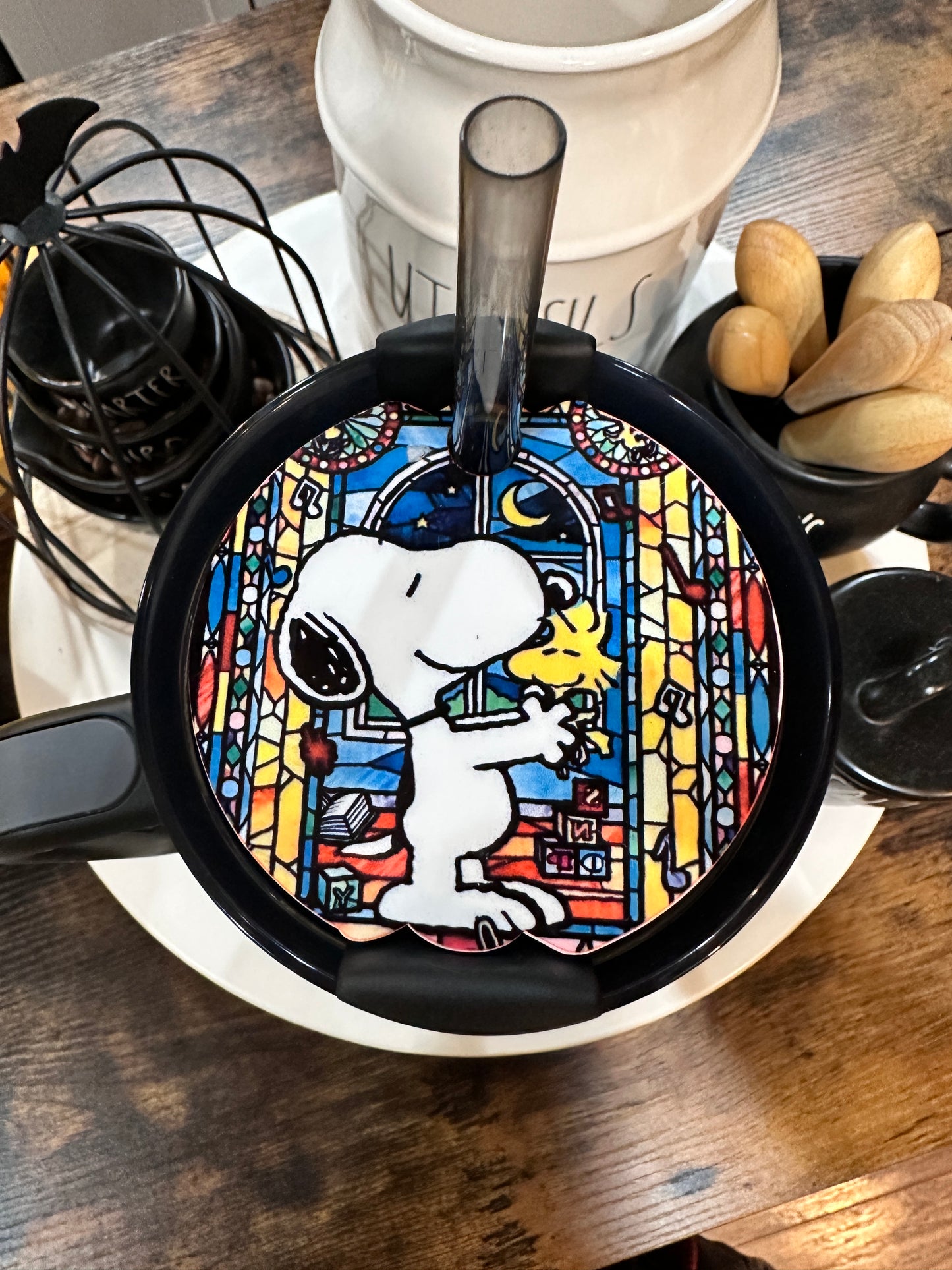 Snoopy stained glass Full Cover 30oz and 40oz Tumbler Topper