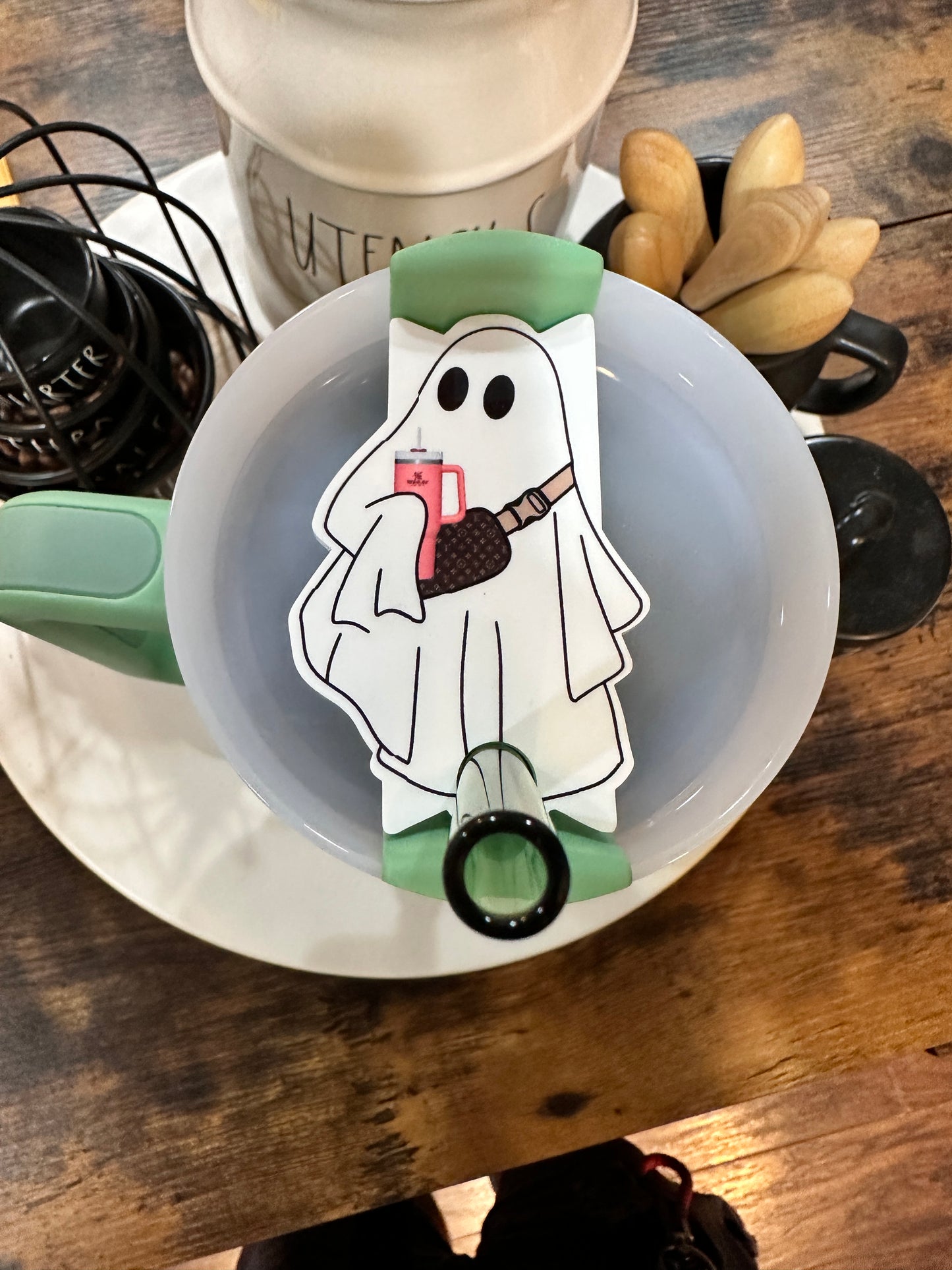 Ghost with cup 2 30oz and 40oz Tumbler Topper
