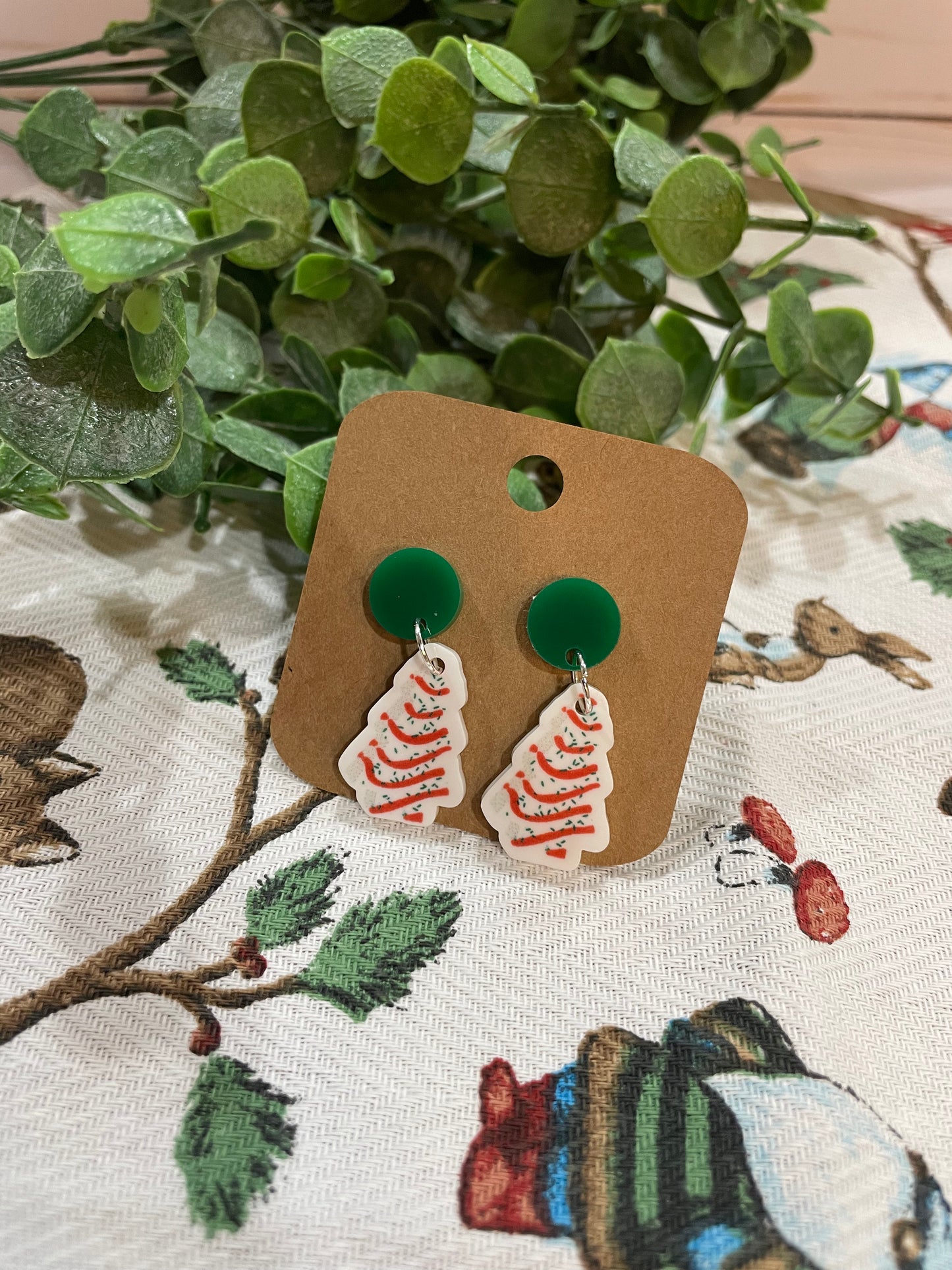 Kid/ Mini Sweet Treat Christmas Tree Dangle Acrylic Earrings.
