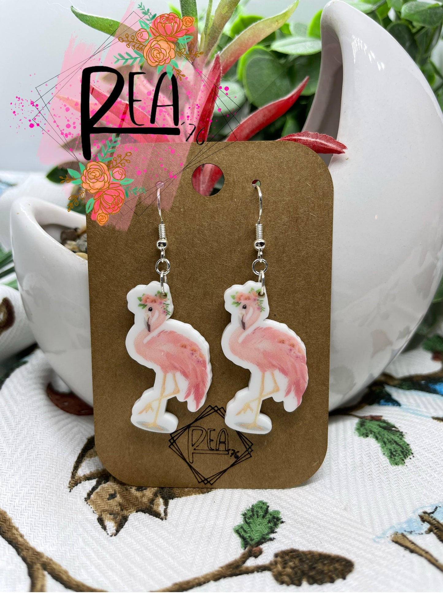 Flamingo Dangle Acrylic Earrings.