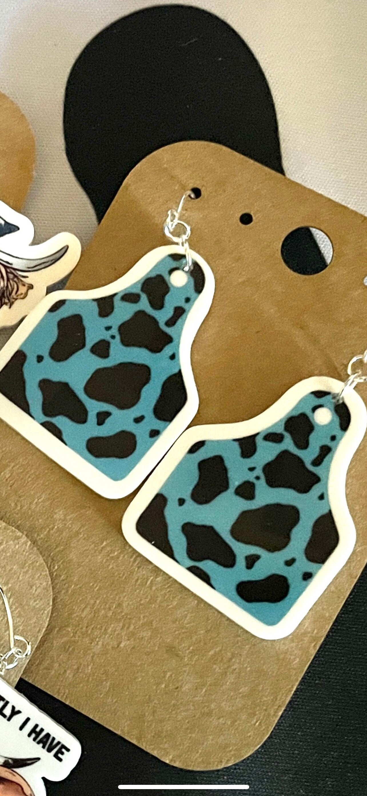 Cow Acrylic Earrings.